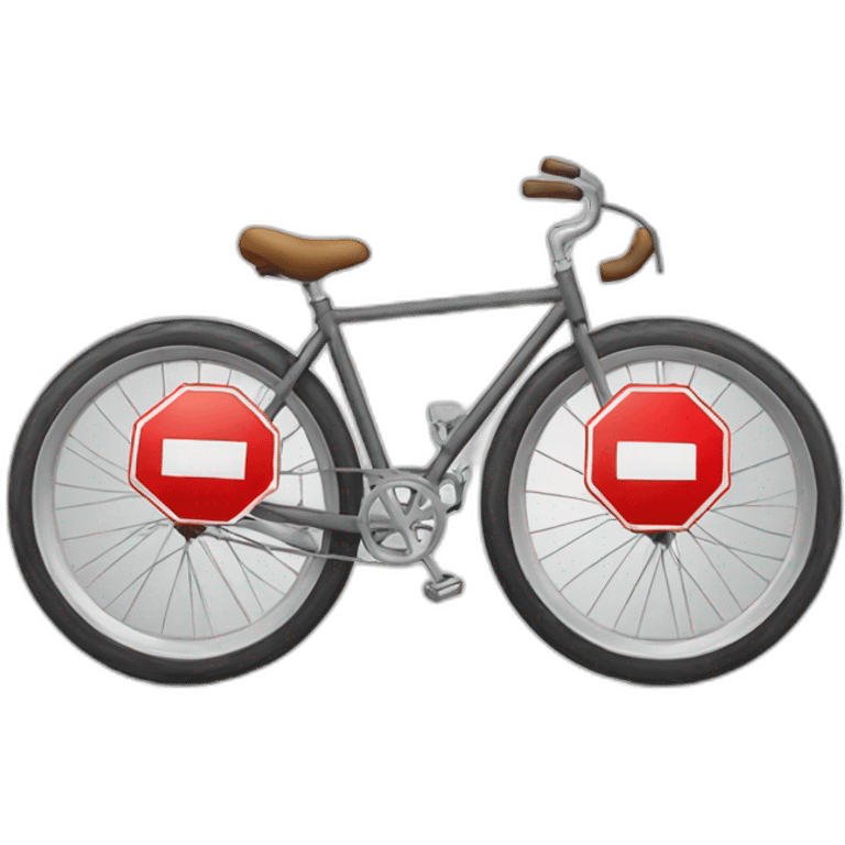 Bike wheel with a stop sign emoji