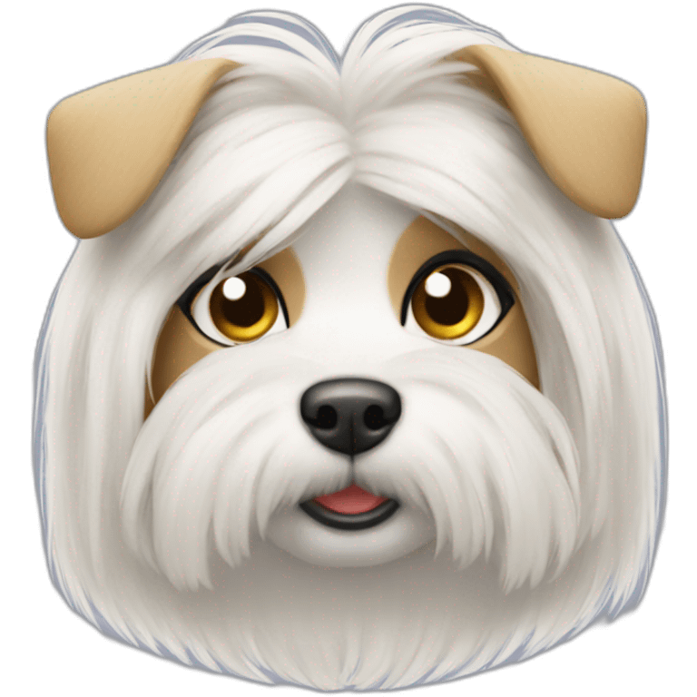 Maltese with two pony hair emoji