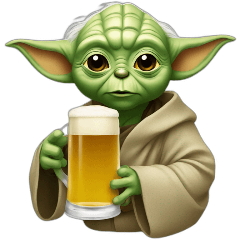 Yoda drinking a beer emoji