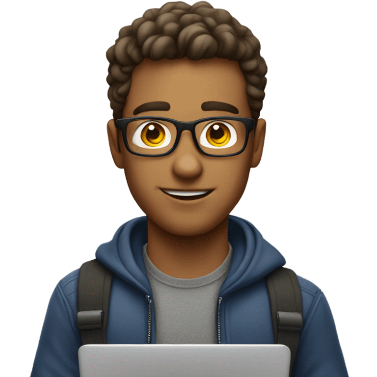 Handsome nerdy guy with a laptop  emoji