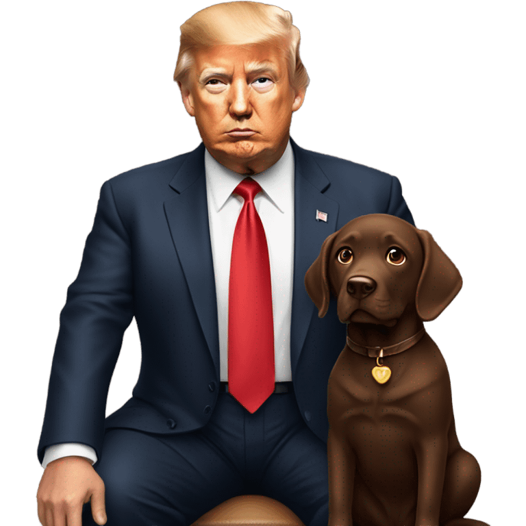 Donald trump with a chocolate lab dog emoji