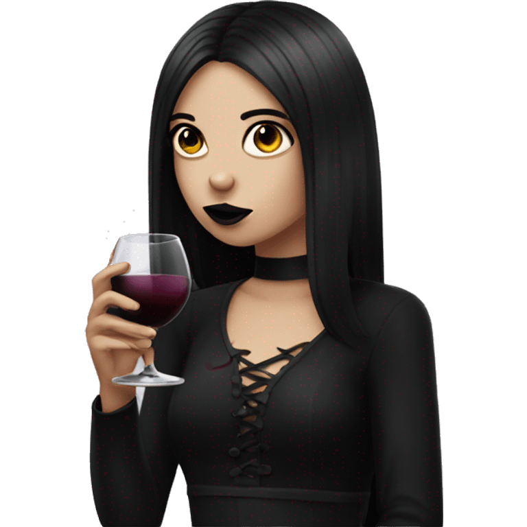 Goth girl drinking wine emoji