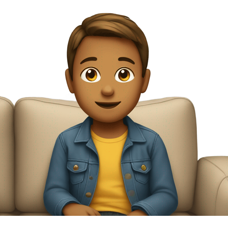 child sitting on couch with brown hair emoji