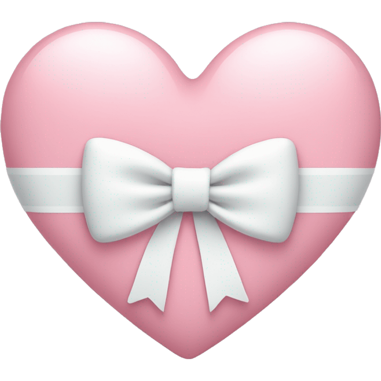 Pastel pink heart with white bow emoji