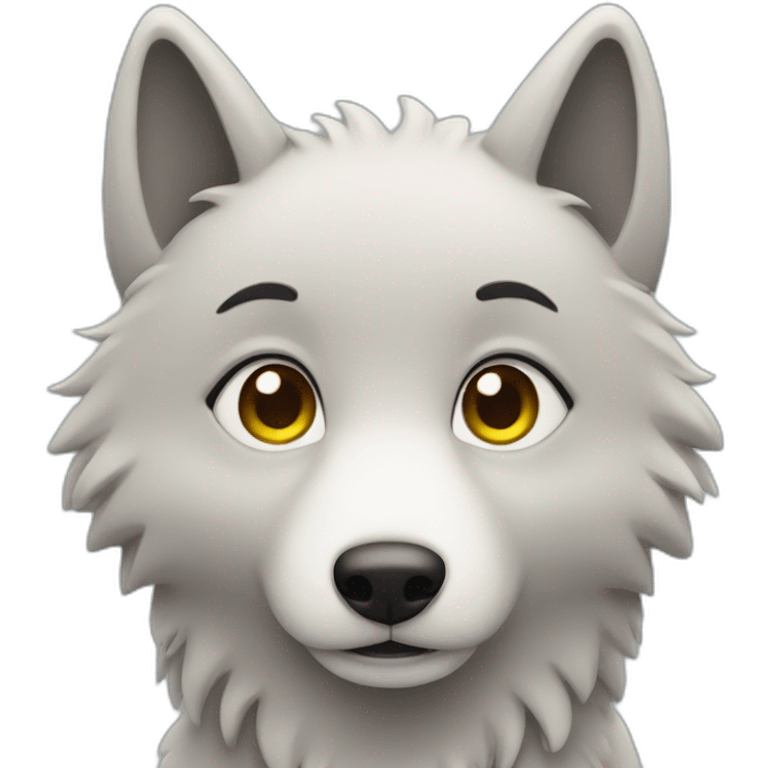 Un loup kawaii emoji