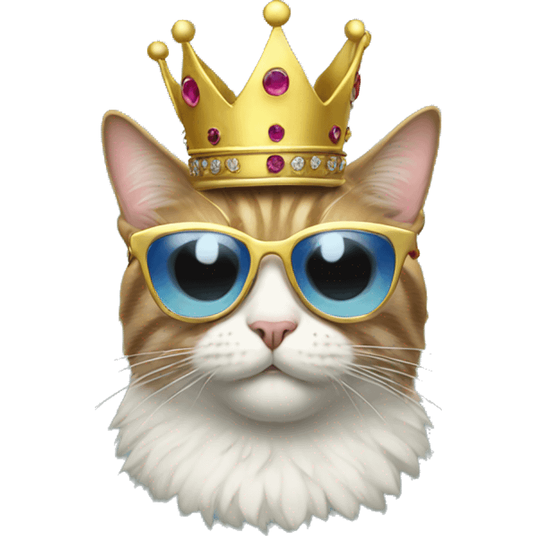 Cat with sunglasses and a crown emoji