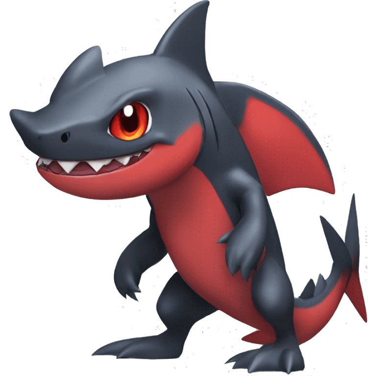 Cute cool black red nargacuga-shark animal hybrid Fakemon full body emoji