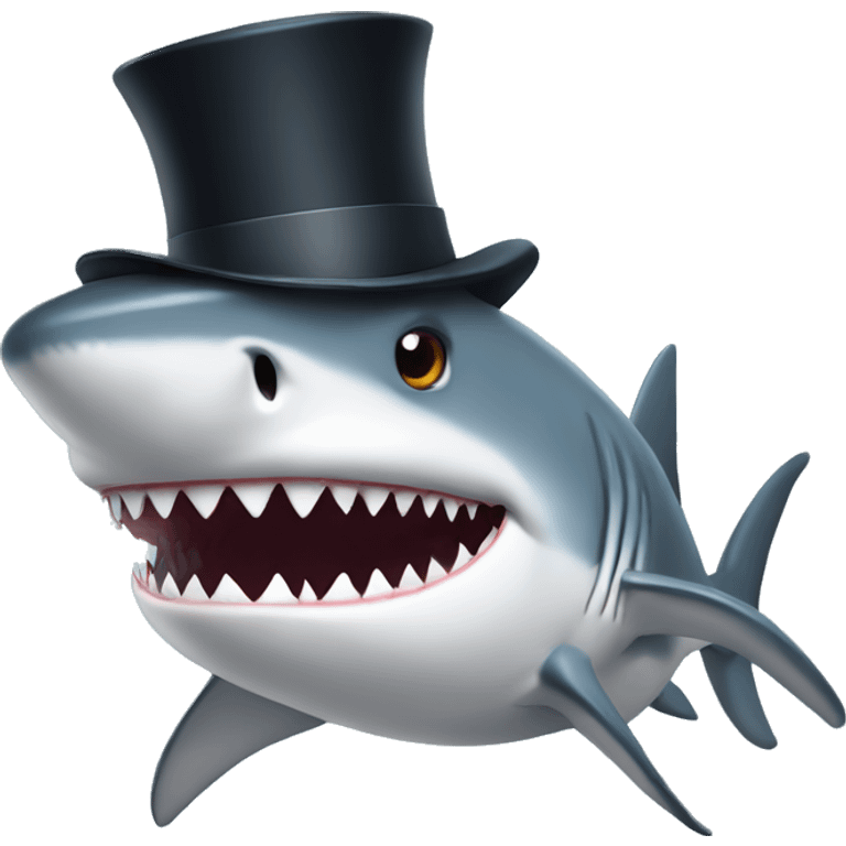 Shark with a top hat emoji