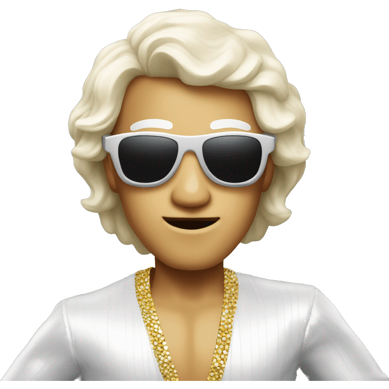 white disco dancer with sunglasses striking a pose emoji