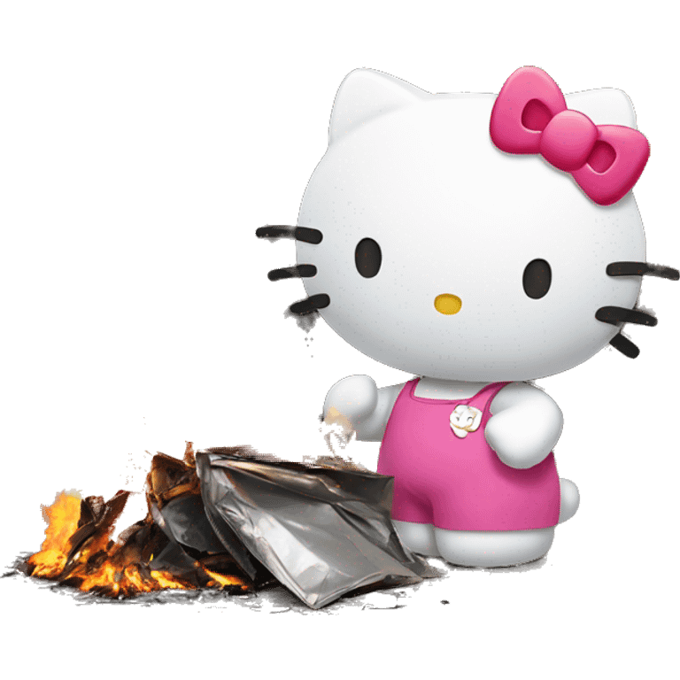 Hello kitty in front of a burning trash  emoji