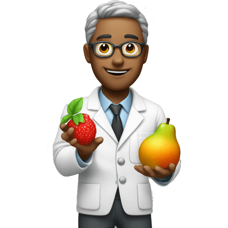 scientist holding a fruit in his hand emoji