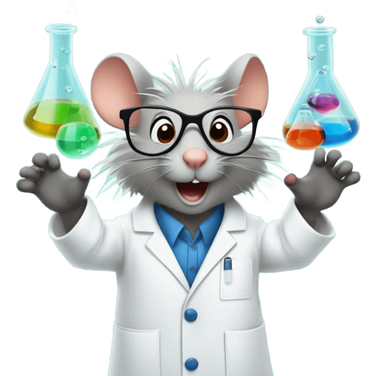 Mouse with lab coat doing wild science ￼ emoji