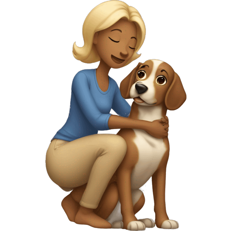 Mom with a dog kissing emoji