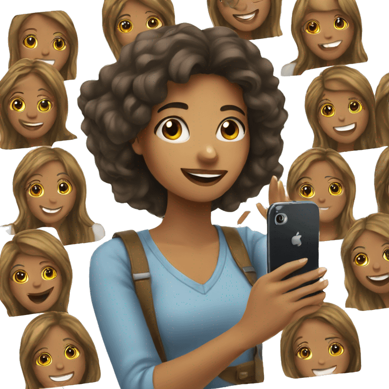 girl taking a selfie indoors emoji