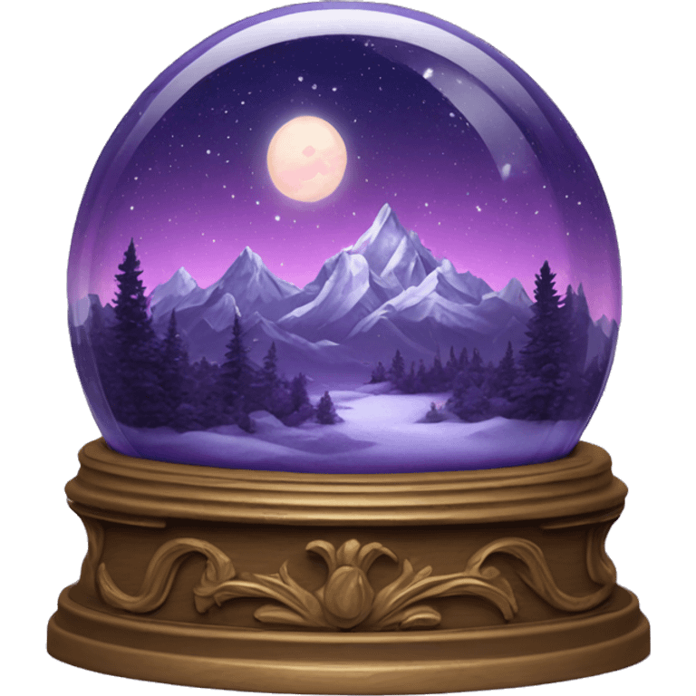 vintage purple rococo night sky mountains snow globe emoji