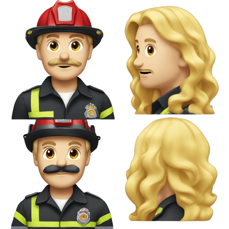 fire fighter with a mullet and blonde hair and handlebar mustache  emoji