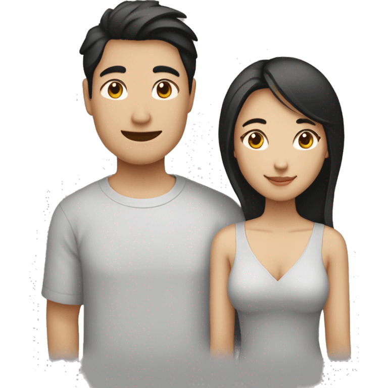 Un couple mixte donc un homme noir et une femme asiatique  emoji