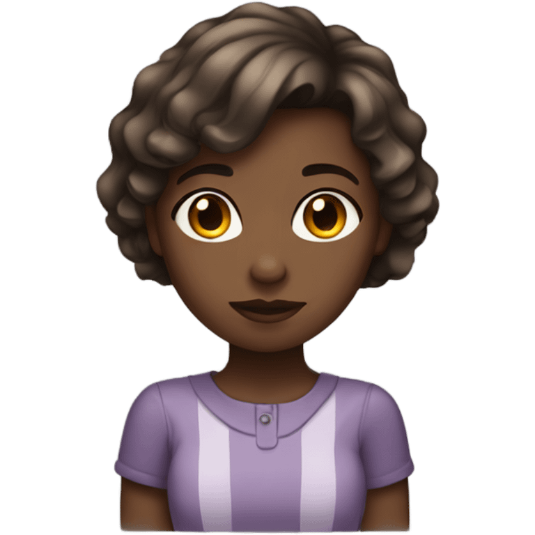 dark girl with short brown hair and highlights emoji