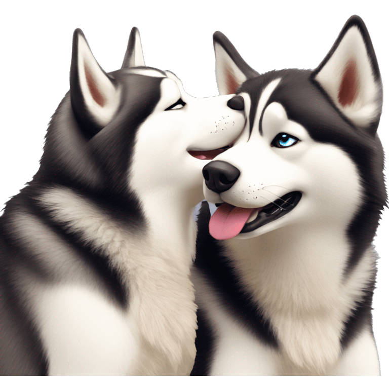 Husky dog kissing his girlfriend in love emoji