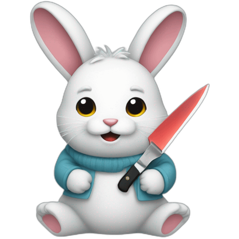 bunny with a knife and a snowball emoji