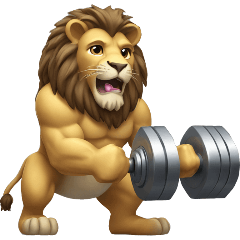 lion lifting dumbell emoji