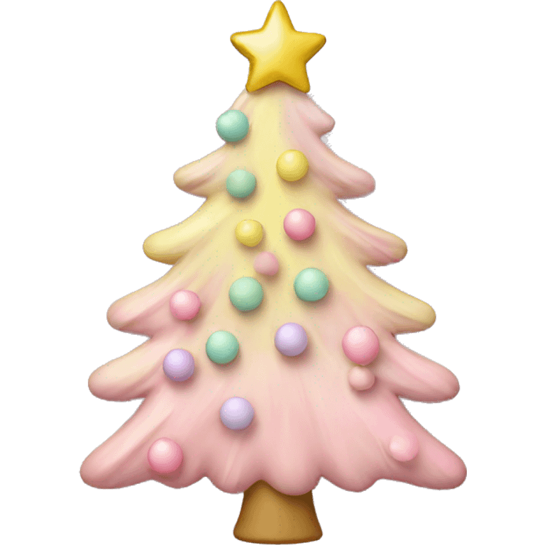 pastel pin k christmas tree with pastel pink and pastel yellow ornaments emoji