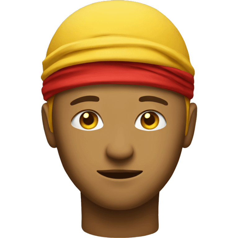 a determined round yellow face with a red headband. emoji