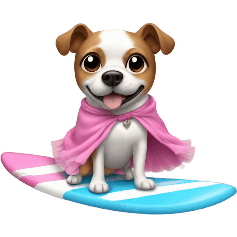 Dog wearing a tutu while surfing emoji