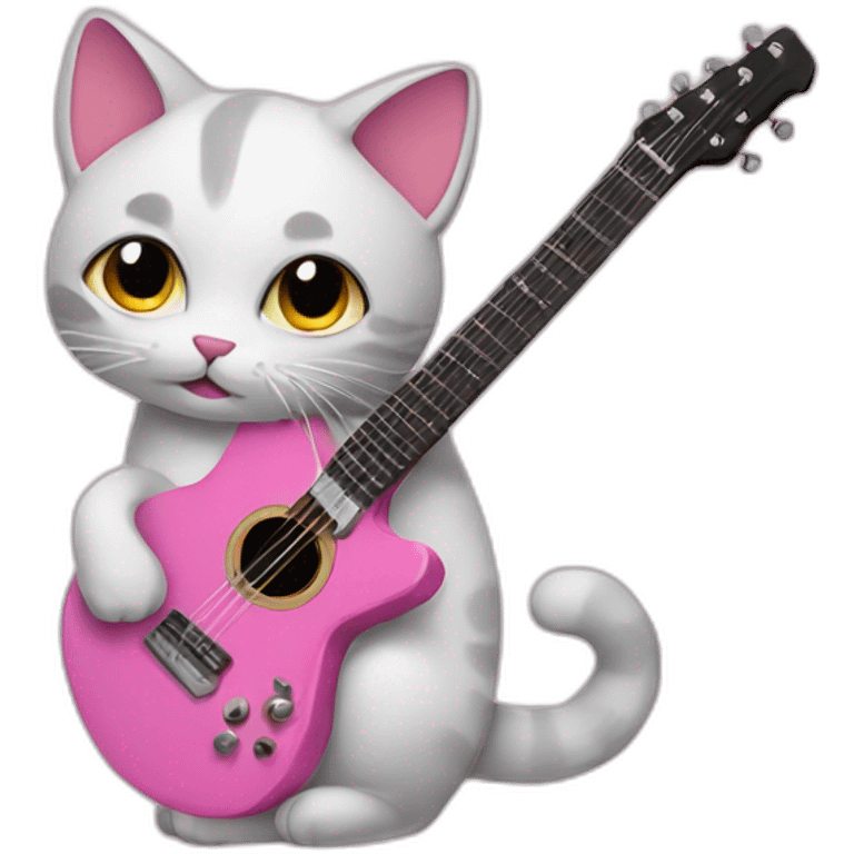 cat with pink guitar emoji