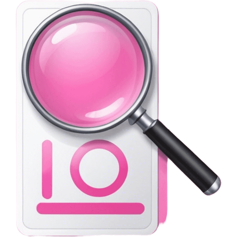 simplistic pink magnifying glass on the pink ID card emoji