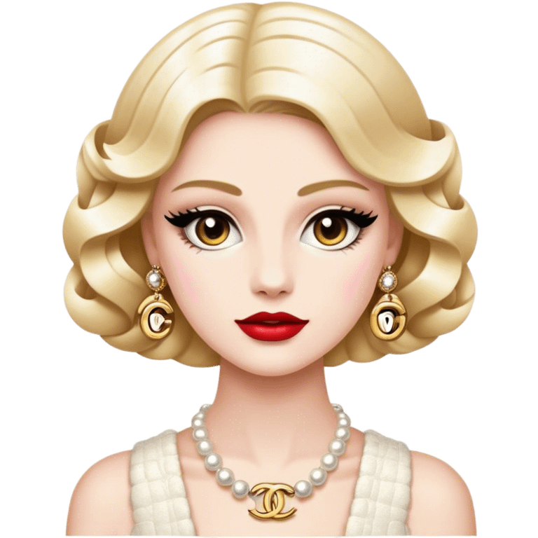 Cinematic Realistic Chanel Pop Culture Emoji, depicted with timeless elegance and iconic style rendered with luxurious textures and dynamic, sophisticated lighting. emoji