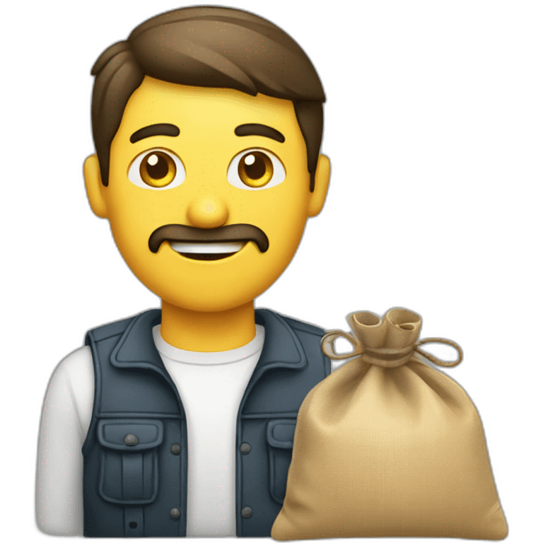 Homme avec un sac remplis de billet emoji