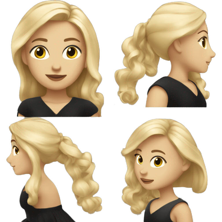 elegant girl with blonde hair in black dress emoji