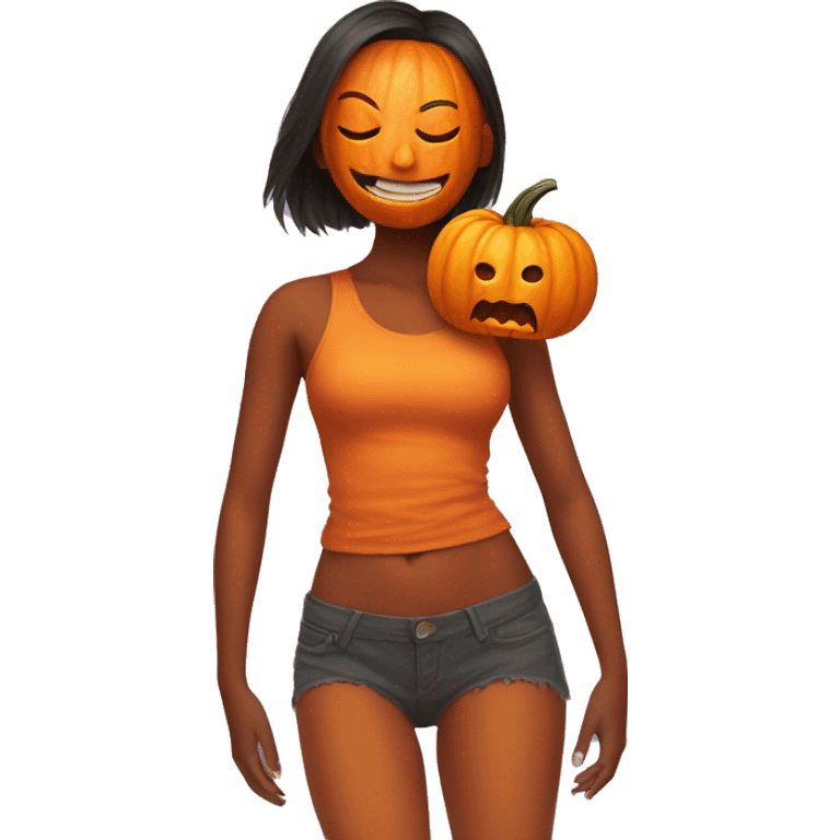 pumpkin head on a girl's body emoji