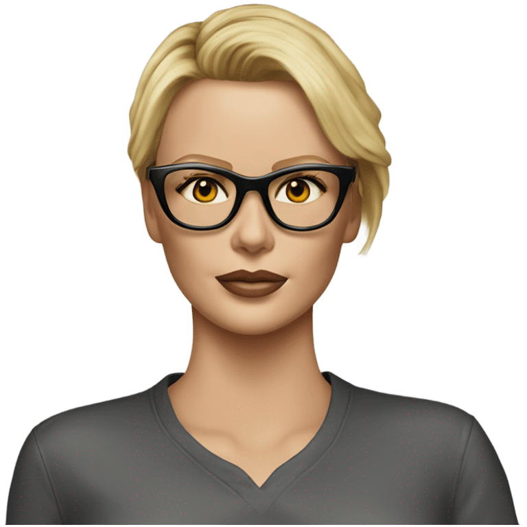 ultra realistic charlize theron wearing shirt and glasses  emoji