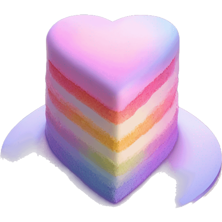 Iridescent gradient hue heart shaped cake with piping emoji