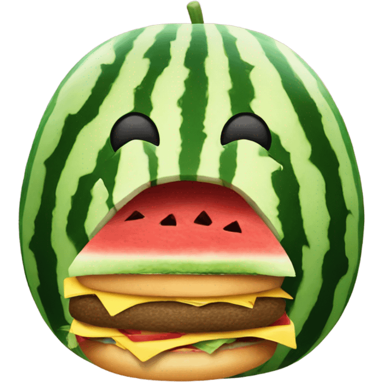 Watermelon eating a burger emoji