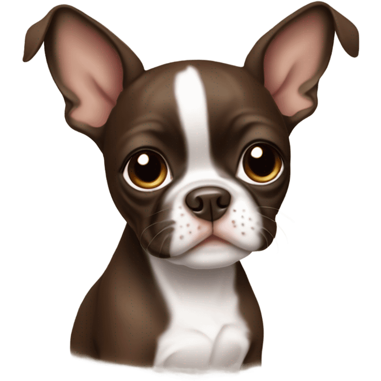 Brown Boston terrier puppy girl emoji