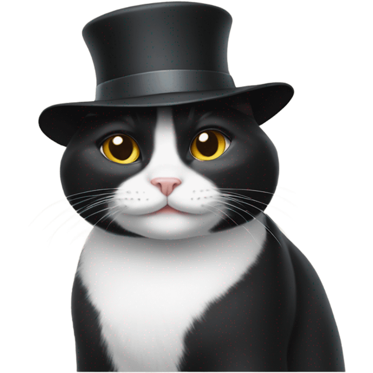 Tuxedo cat wearing a hat emoji