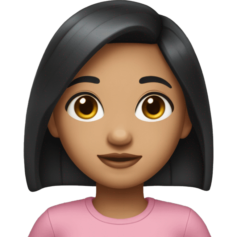 A memory of a sweet and cute girl with straight black hair and wearing hoop earrings memoji emoji