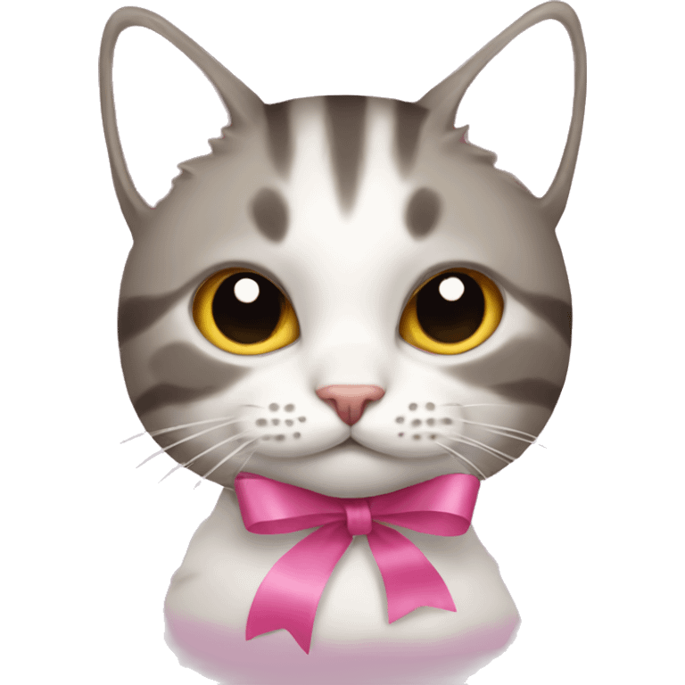 cat with pink ribbon  emoji