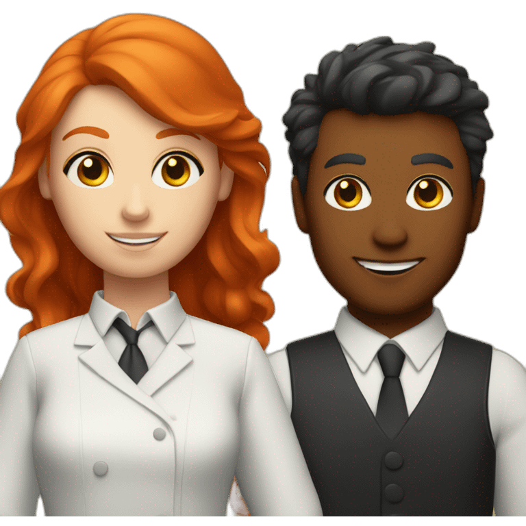 a ginger waiter and a bright red haired girl psychologist emoji