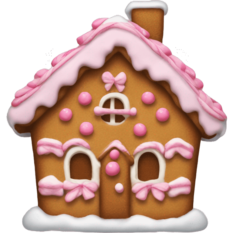 Gingerbread house with a pink bow  emoji