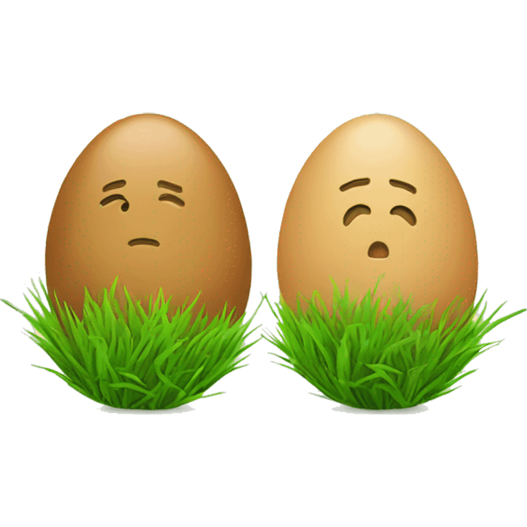 Two eggs with grass growing on them emoji