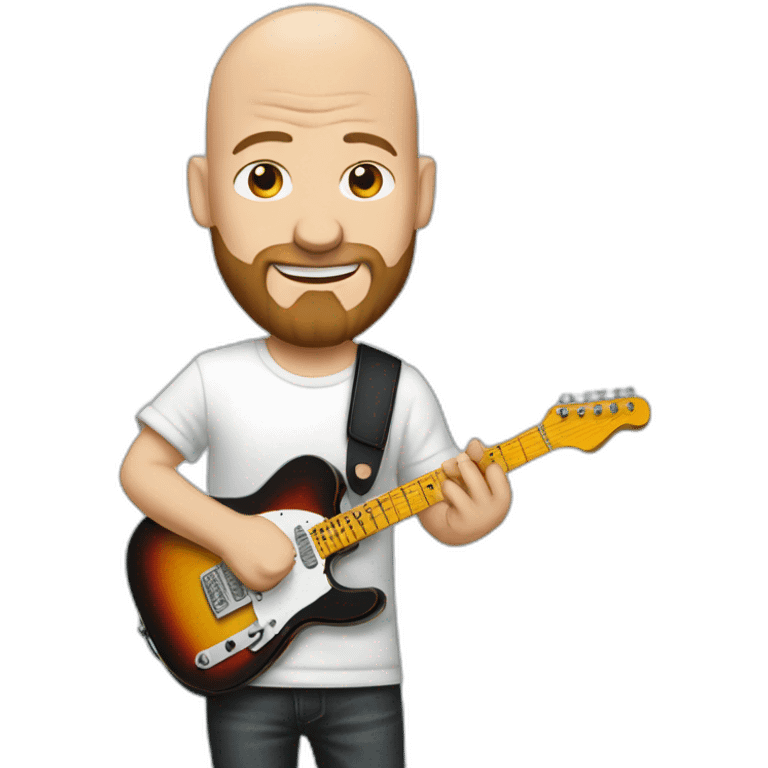 bald and beard guitarrist with a fender telecaster emoji