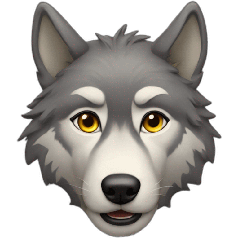 Wolf with a headband that says Leon emoji