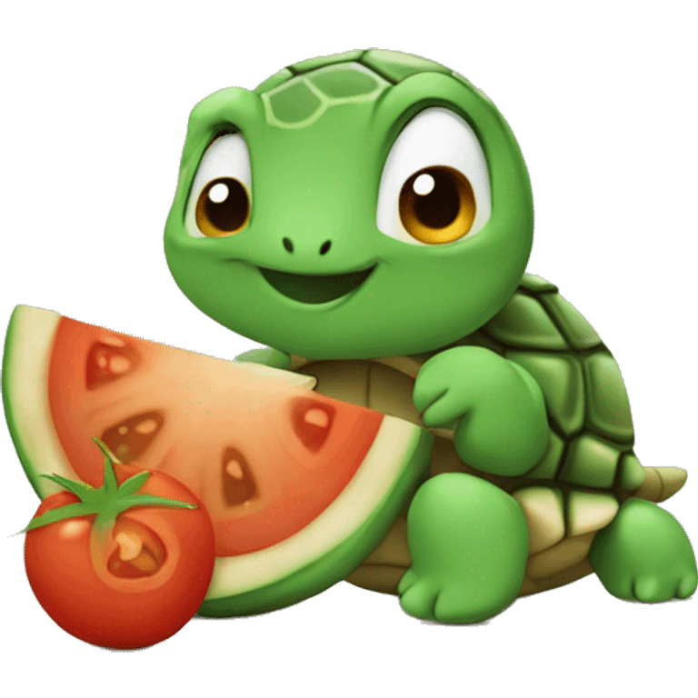 Turtle eating tomato  emoji