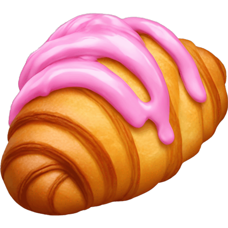 A croissant with pink glaze emoji