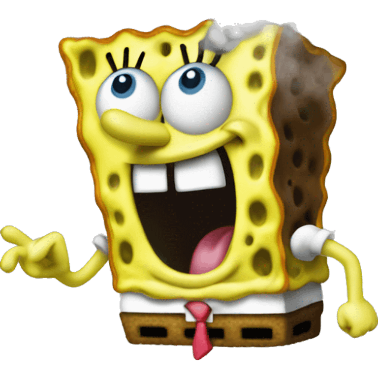 SpongeBob with smoke coming out of him emoji