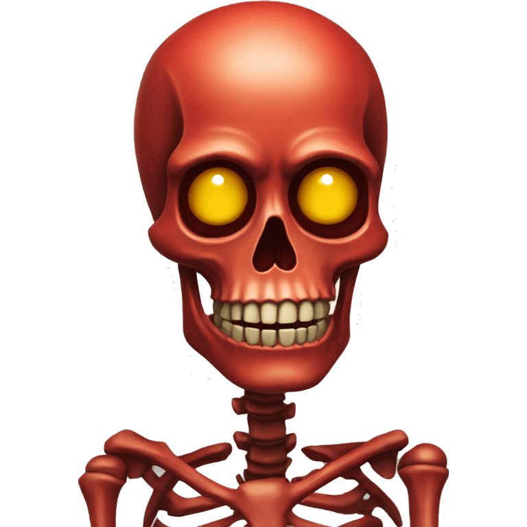 Red skeleton head with yellow eyes  emoji